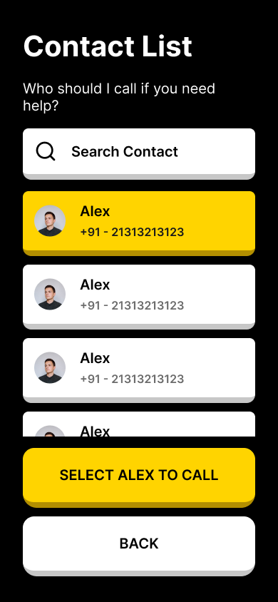 Contact confirmation with yellow CTA